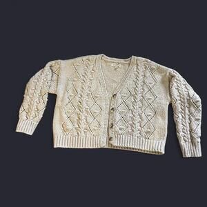 Lucky Brand Cream and white knitted cardigan cotton  #indie #cottage #Boho